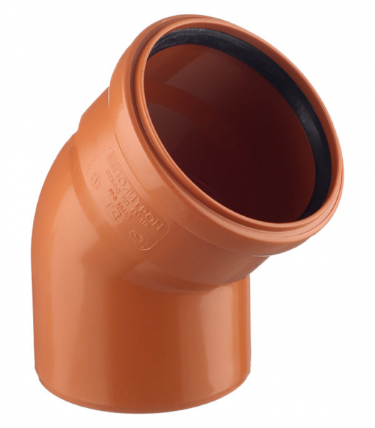 Отвод Pro Aqua Terra d110 мм 45° пластиковый для наружной канализации